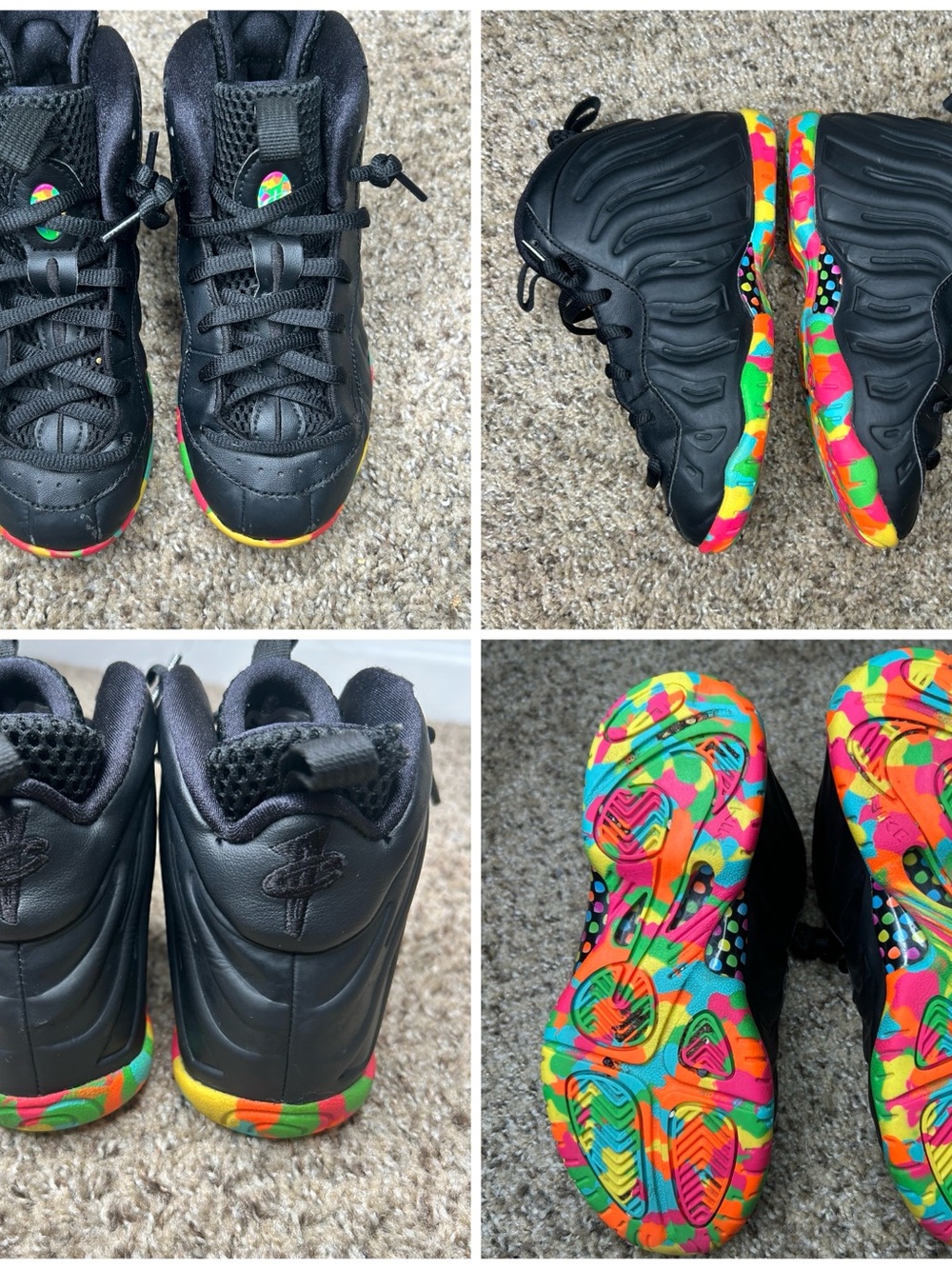 Nike youth Foamposite.
Fruity Pebble Black.